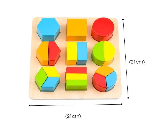 Puzzle fractii cu forme geometrice si piese din lemn - zappi.ro