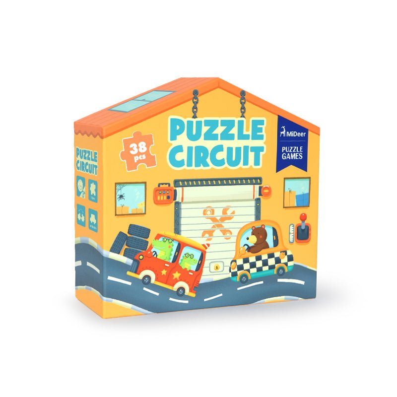 Puzzle mare cu circuit naval si rutier, masinute si barcute, 38 piese, Mideer - zappi.ro