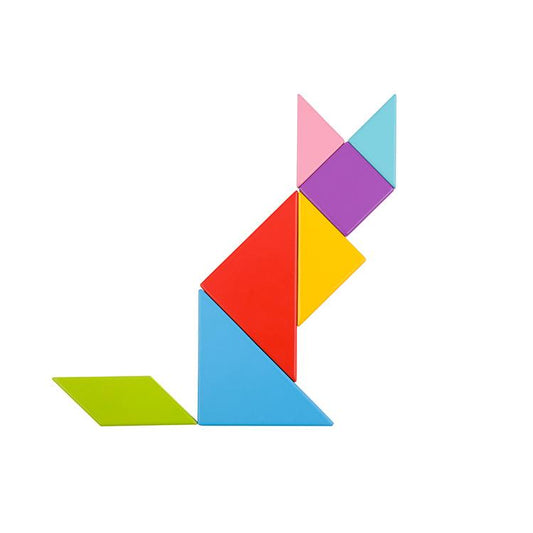 Puzzle Tangram din lemn cu cartonase - zappi.ro