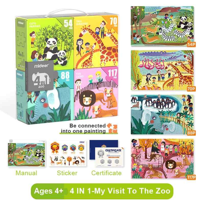 Set 4 puzzle-uri cu animale, (54, 70, 88, 117 piese) - zappi.ro